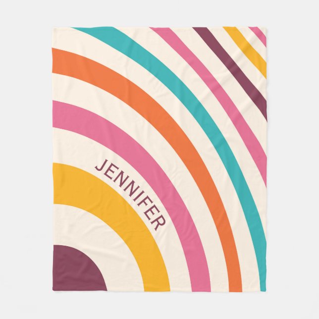 Farbvolle Retrostil-Kurven Fleecedecke (Vorderseite)