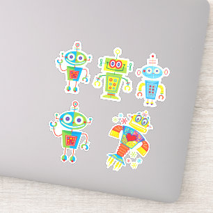 Farbvolle Roboter Vinyl Sticker