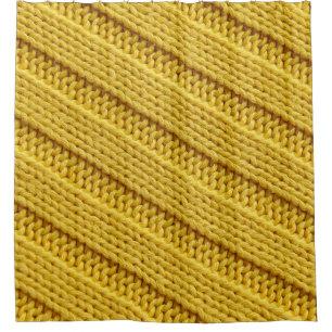 Farbvolle Stricktextur. Gelb. Duschvorhang