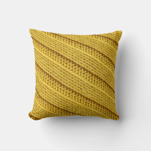 Farbvolle Stricktextur. Gelb. Kissen