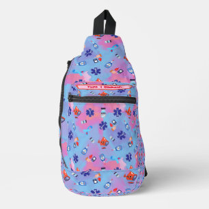 Farbvoller Spaß Print Typ 1 Diabetiker Crossbody Bag