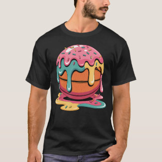 Farbvolles Basketball-Eiscreme-Tropf Schmelzendes  T-Shirt