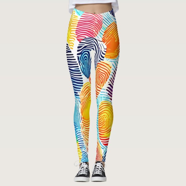 Farbvolles Fingerabdruckmuster Leggings (Vorderseite)