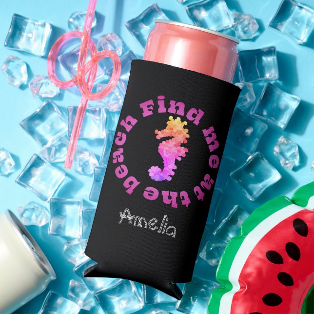 Farbvolles Seepferd Personalisiert Seltzer Can Coo Selters Dosenkühler (In Situ Sommer)