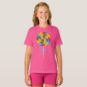 Farbvolles Süßes Lollipop Mädchen Rosa T-Shirt