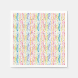 Farbvolles Wasserfarbmuster mit Punkten und Streif Serviette