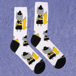 Farbwache Graue Katze Schwarz Gelb Socken