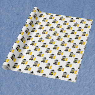 Farbwache Kawaii Katze Schwarz und Gelb Geschenkpapier