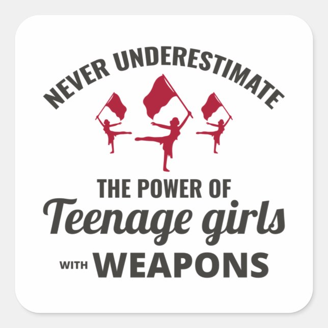 Farbwächter Flag Corps Dance Marching Band Student Quadratischer Aufkleber (Vorderseite)