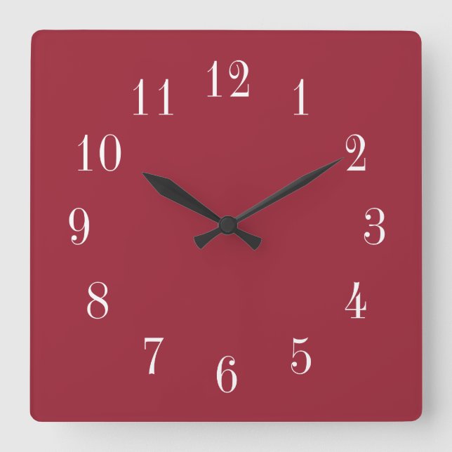 Farbwahl in Rot Quadratische Wanduhr (Vorderseite)