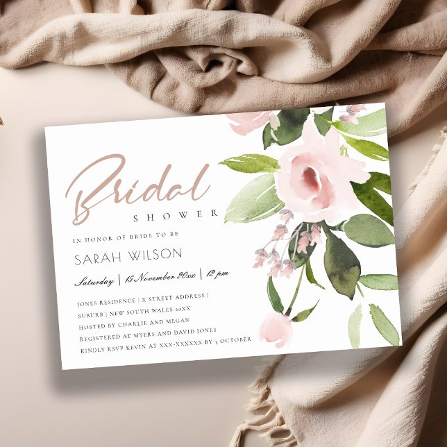 FARBWASCHEN BLUSPINK FLORAL BRAUTPARTY EINLADUNG (Von Creator hochgeladen)