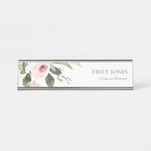 FARBWASCHWASCHEN-BLUSH-PINK-FLORALLBUNKCH SCHREIBTISCHNAMENSPLAKETTE