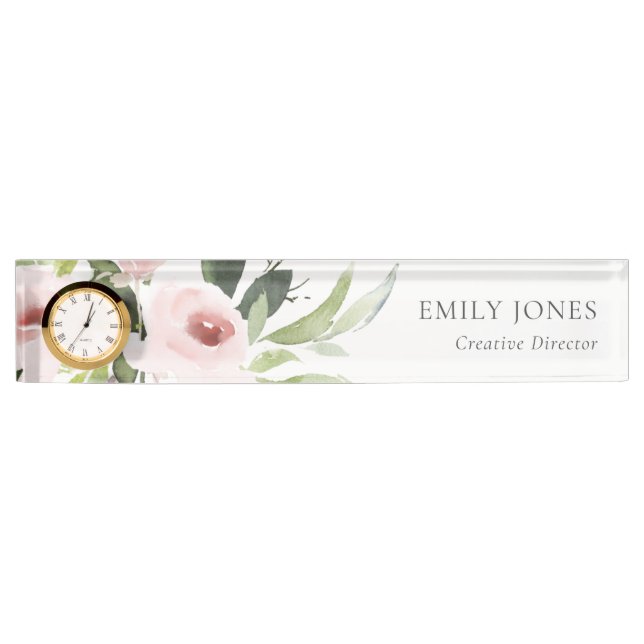 FARBWASCHWASCHEN BLUSPINK FLORAL BUNCH NAMENSPLAKETTE (Vorderseite)