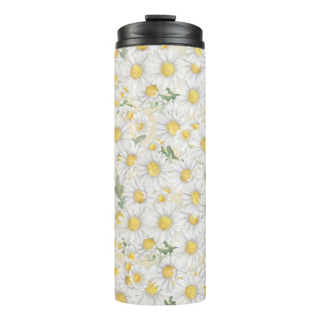 Farbweiße Blume Thermosbecher (Vorderseite)