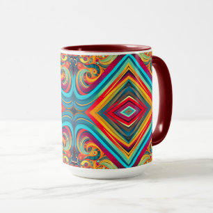 Farbwellenfusion – Moderne abstrakte Wirbelkunst Tasse