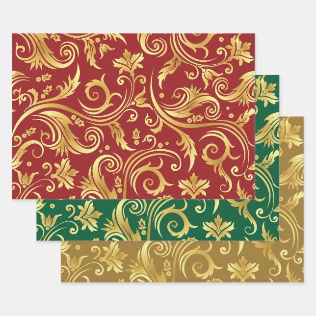 Farbwrapping-Papier für Ferien - Flachblatt Set 3 Geschenkpapier Set (Set)