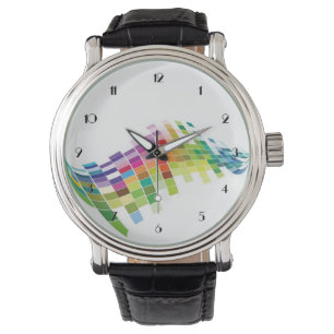 Farbwürfelpixel weiße Armüberwachung Armbanduhr