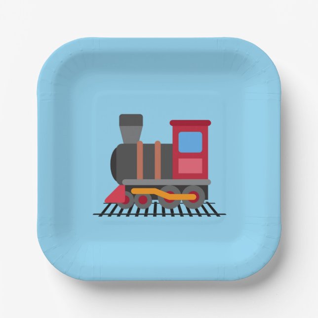 Farbzug Rot, Grau, Orange und Blau Pappteller (Vorderseite)