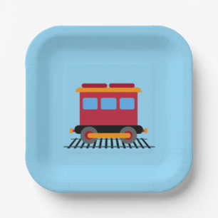 Farbzug Rot, Grau, Orange und Blau Pappteller