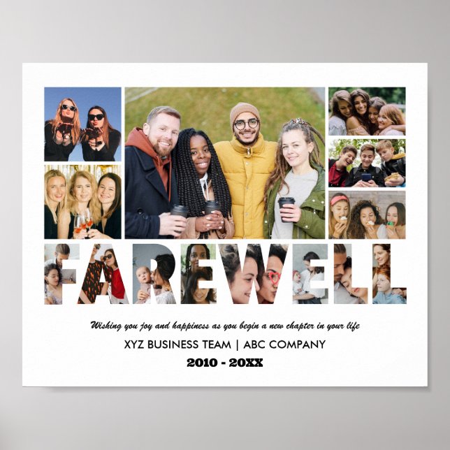 Farewell Foto Collage Remüde Coworker Colleague Poster (Vorne)