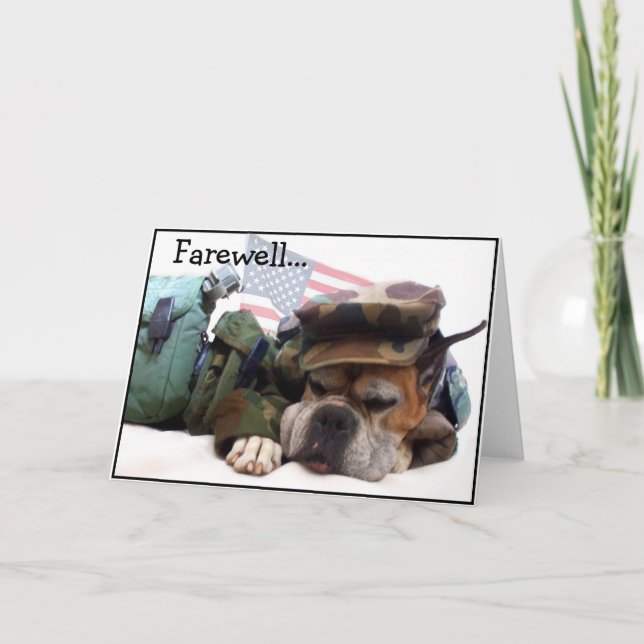 Farewell Military Boxer Hundegrußkarte Karte (Vorderseite)