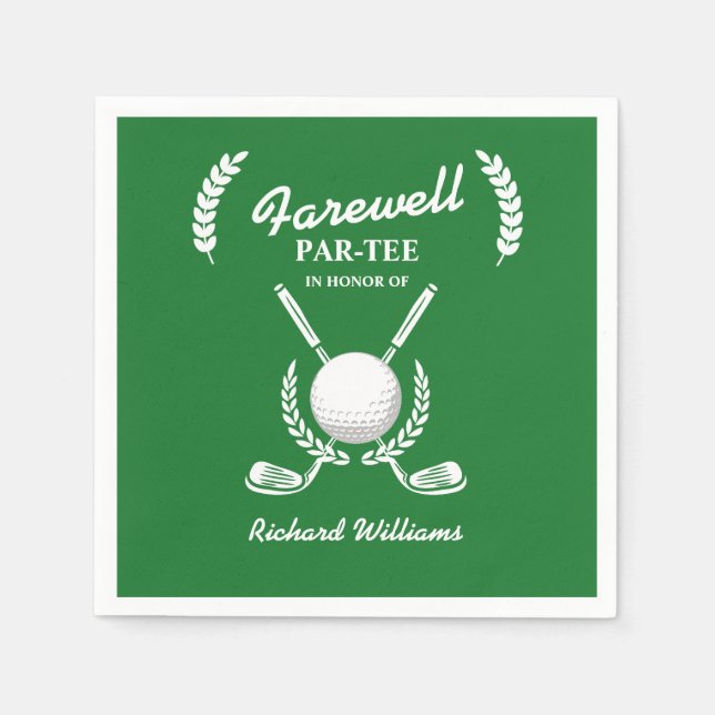 Farewell Retirement Golf Clubs Wreath Themed Party Serviette (Vorderseite)