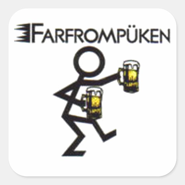 farfrompüken quadratischer aufkleber (Vorderseite)