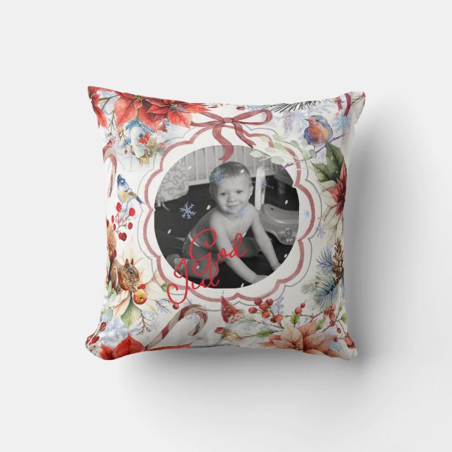 Färglös julfoto-dekorativ fyllning kudde kissen (Vorderseite)