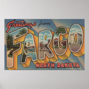 Fargo, North Dakota - große Buchstabe-Szenen Poster