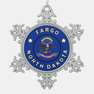 Fargo North Dakota Schneeflocken Zinn-Ornament