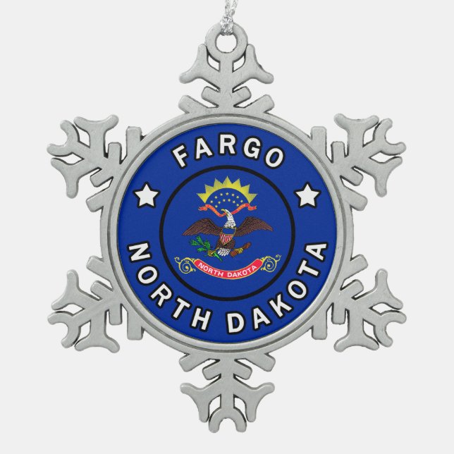 Fargo North Dakota Schneeflocken Zinn-Ornament (Vorderseite)
