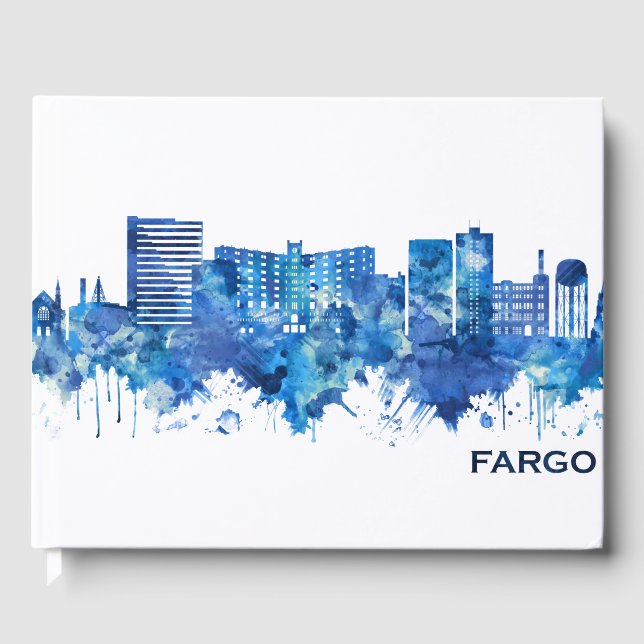 Fargo North Dakota Skyline Blue Gästebuch (Vorderseite)