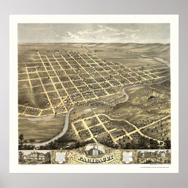 Faribault, MN Panoramic Map - 1869 Poster (Vorne)