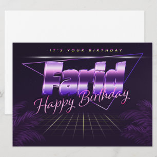 Farid Name Vorname lila retro Karte Geburtstag