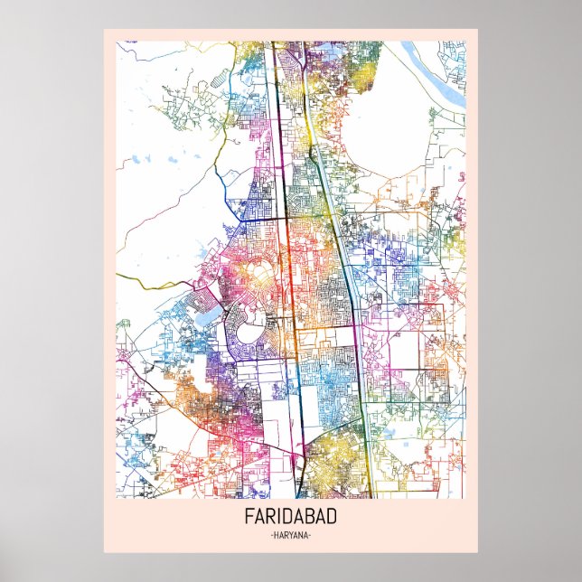 Faridabad Haryana Stadtkarte Poster (Vorne)