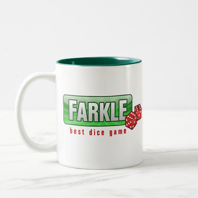 FARKLE - bestes Würfelspiel Zweifarbige Tasse (Links)