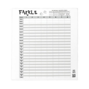 Farkle Score Sheets mit Regeln einfach wegreißen Notizblock