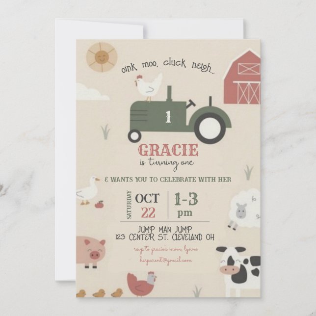 Farm and Animals Birthday Invitation Einladung (Vorderseite)