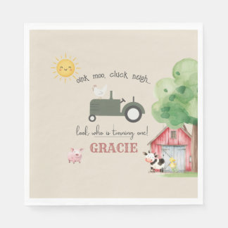 Farm and Animals Birthday Paper Serviette