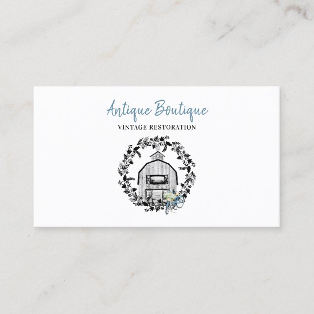 Farm and Bicycle Antique Restoration Business Card Visitenkarte (Vorderseite)