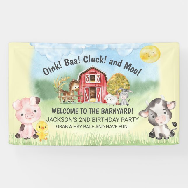 Farm Animal Barry Thema 2. Geburtstag Banner (Horizontal)