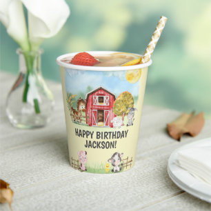 Farm Animal Barry Thema 2. Geburtstag Pappbecher