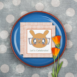 Farm Animal Birthday Bunny Orange Gingham