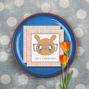 Farm Animal Birthday Bunny Orange Gingham