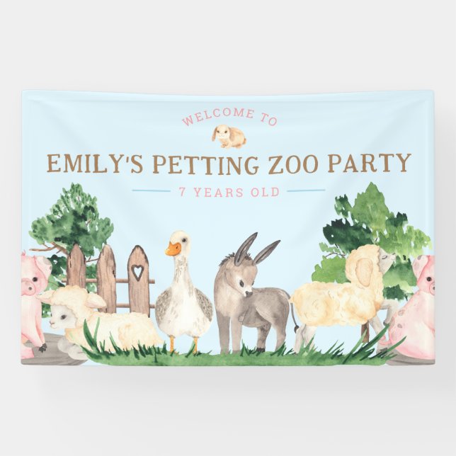 Farm Animal Birthday Party Banner (Horizontal)