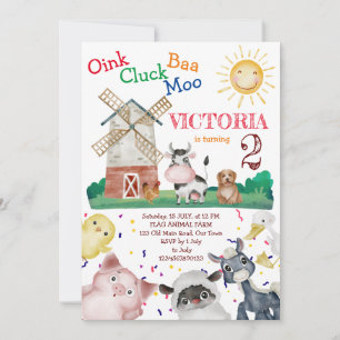 Farm animal birthday party invite template einladung