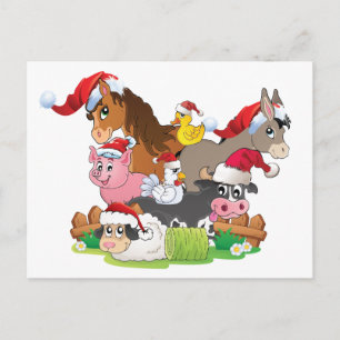 Farm Animal Christmas Feiertagspostkarte