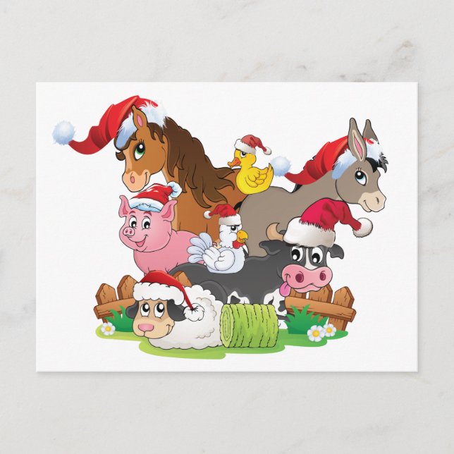 Farm Animal Christmas Feiertagspostkarte (Vorderseite)