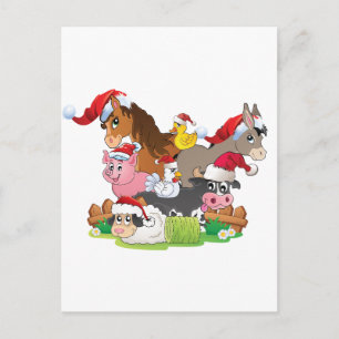 Farm Animal Christmas Feiertagspostkarte