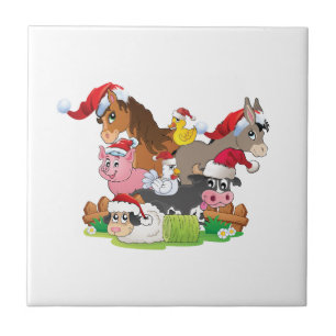 Farm Animal Christmas Fliese